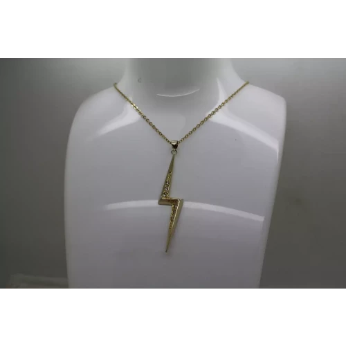 Vtg. Vermeil .925 S.S. CZ LIGHTNING BOLT pendant necklace 20