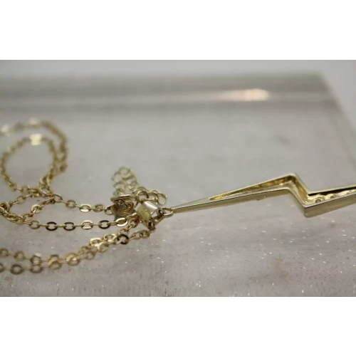 Vtg. Vermeil .925 S.S. CZ LIGHTNING BOLT pendant necklace 20