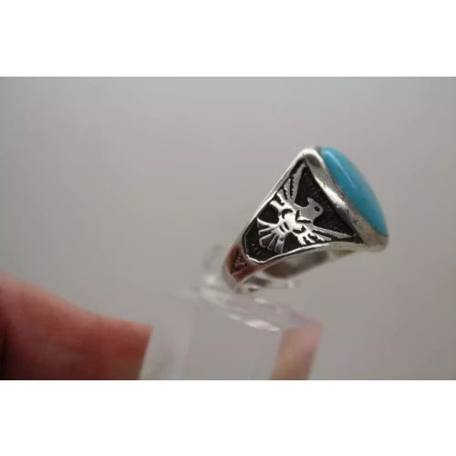 WHEELER Sterling Silver TURQUOISE EAGLE ring size 12.75