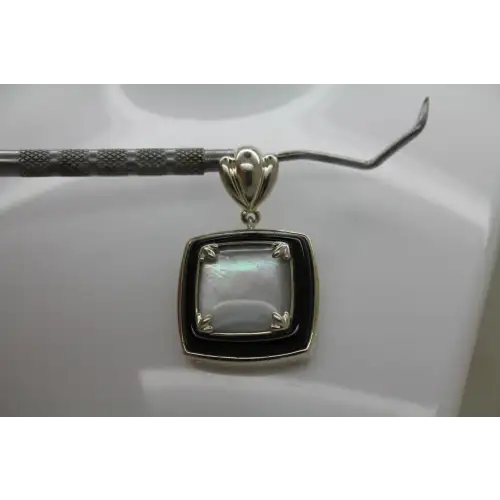 WHITNEY KELLEY .925 S.S. MOTHER OF PEARL ONYX SQUARE SLIDE pendant