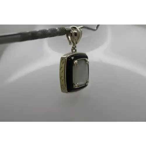 WHITNEY KELLEY .925 S.S. MOTHER OF PEARL ONYX SQUARE SLIDE pendant