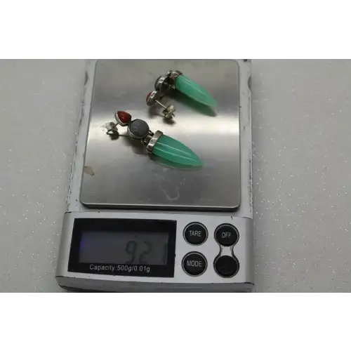 WK WHITNEY KELLEY .925 S.S. JADEITE LAPIS LAZULI RED AGATE Dangles