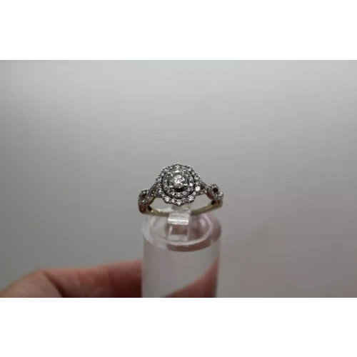 ZAC POSEN TRULY 14k W.G. .25Ctr. .66ctw DIAMOND DOUBLE HALO 