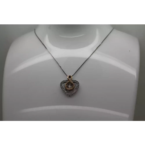 ZEI .925 S.S. 10k R.G. RHYTHM DIAMOND HEART pendant necklace 19