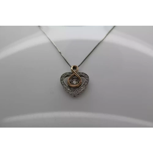 ZEI .925 S.S. 10k R.G. RHYTHM DIAMOND HEART pendant necklace 19