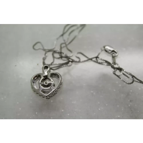 ZEI .925 S.S. 10k R.G. RHYTHM DIAMOND HEART pendant necklace 19